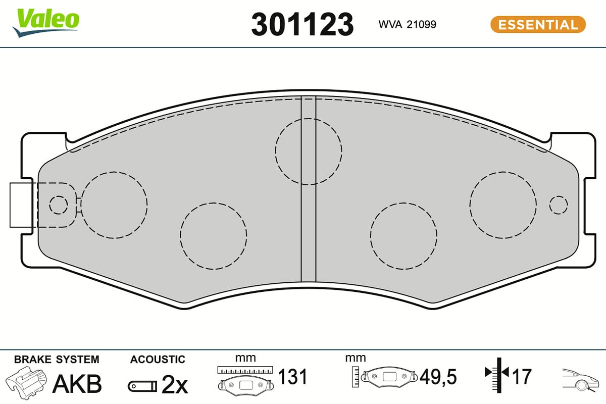 Jeu de 4 plaquettes de frein VALEO ref. 301123